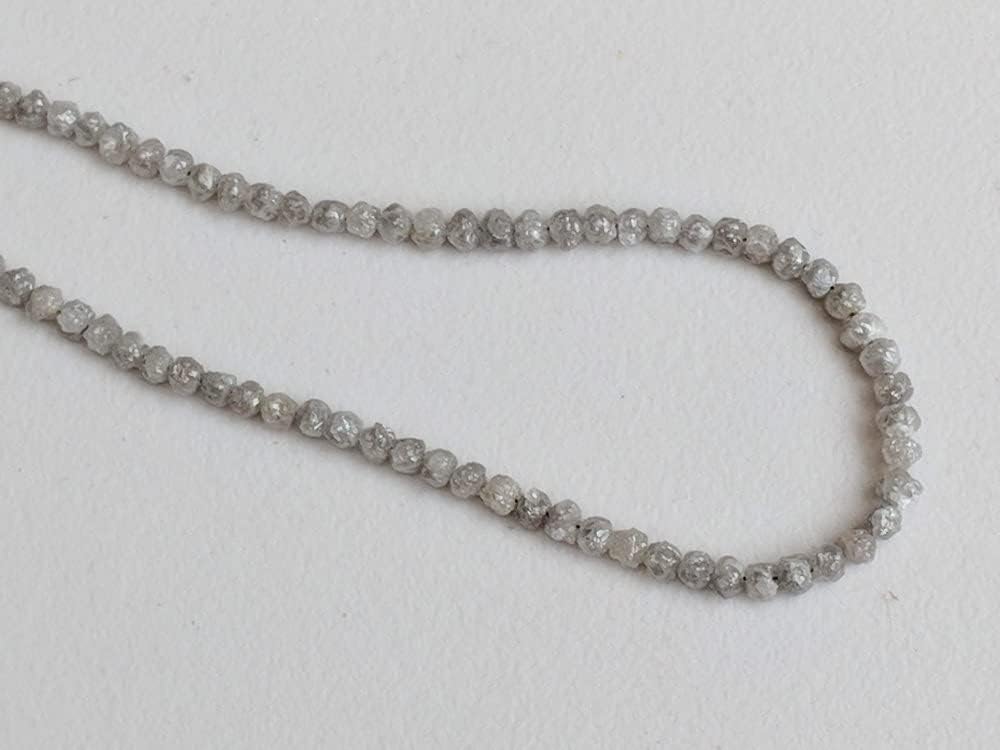 2.5-3mm Natural Round Gray Raw Diamond Beads, Rough Diamond Rondelle Beads, Gray Diamond Beads, Diamond For Jewelry (4IN To 16IN) - PPD172, 2.5-3 MM Approx.