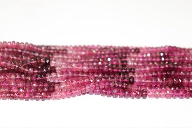 Rubelliet Shaded Faceted Rondelle Beads 5-5.5 mm Rubellite Rondelle Beads Rubellite Shaded Beads Wholesale Beads for Making Jwelery