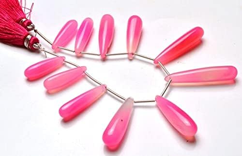 6 inch Strand of Natural Chalcedony 22-33mm Drop Smooth briolette Beads for DIY Jewelry Making. |BRIO_01658