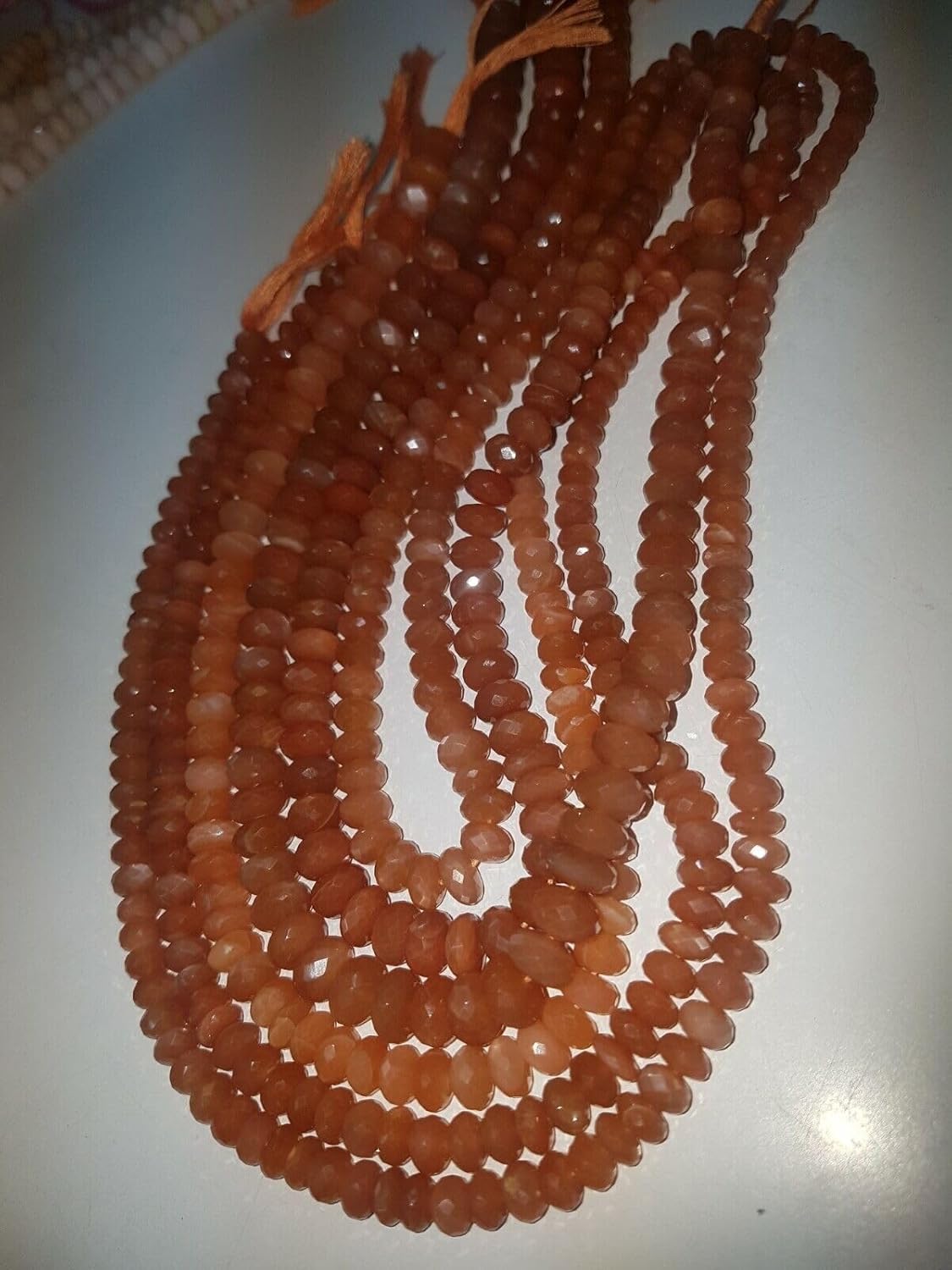 Peach Moonstone Faceted rondelles Loose Gemstone semi Precious Beads for Jewelry 50 Strand CHIK-STRD-87799