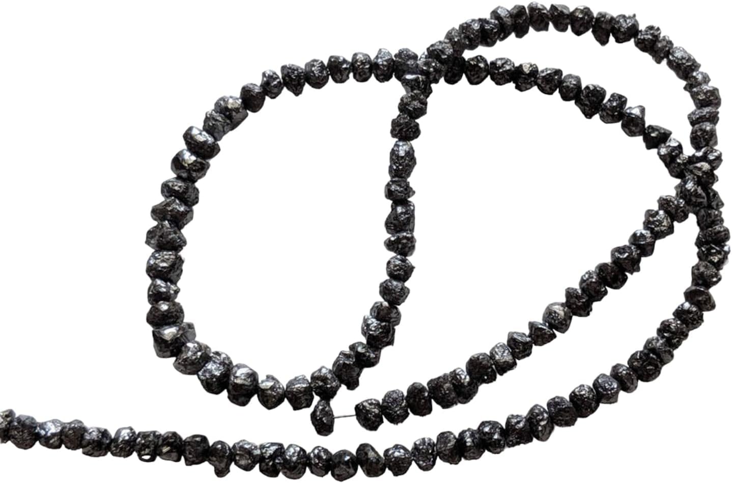 Women's 3.5-5mm Raw Black Diamond Beads, Rough Black Diamond Beads, Uncut Diamond, Raw Black Diamond Necklace (4IN To 16IN Options) - PPD437