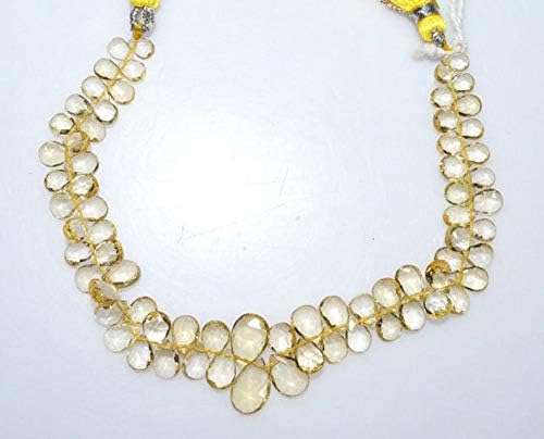 13 inch natural beads strand of 4x5-7.5x10.5mm faceted pear yellow aquamarine gemstone briolletes beads for DIY jewelry - necklace, bracelet, earring, ring.