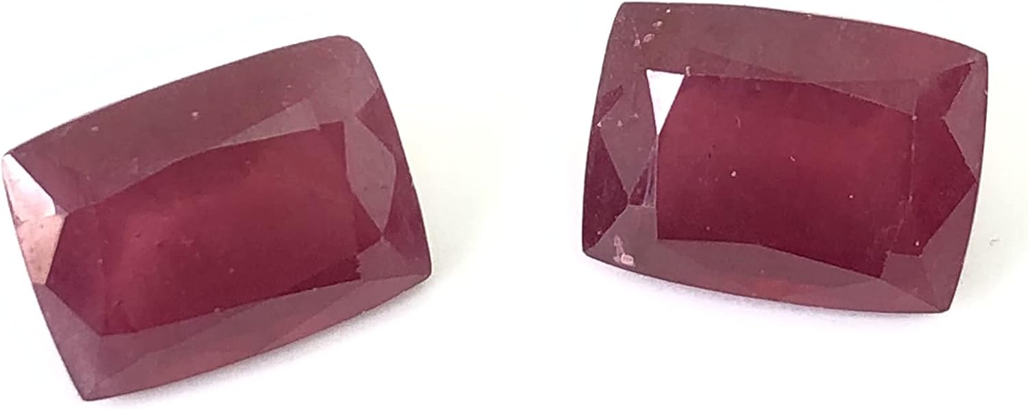 34.76 Ct Pair Ruby Cushion Shape Size 16x12 mm Cut Faceted Attractive High Quality Fine Loose Gemstone Best For Making Earring Jewelry