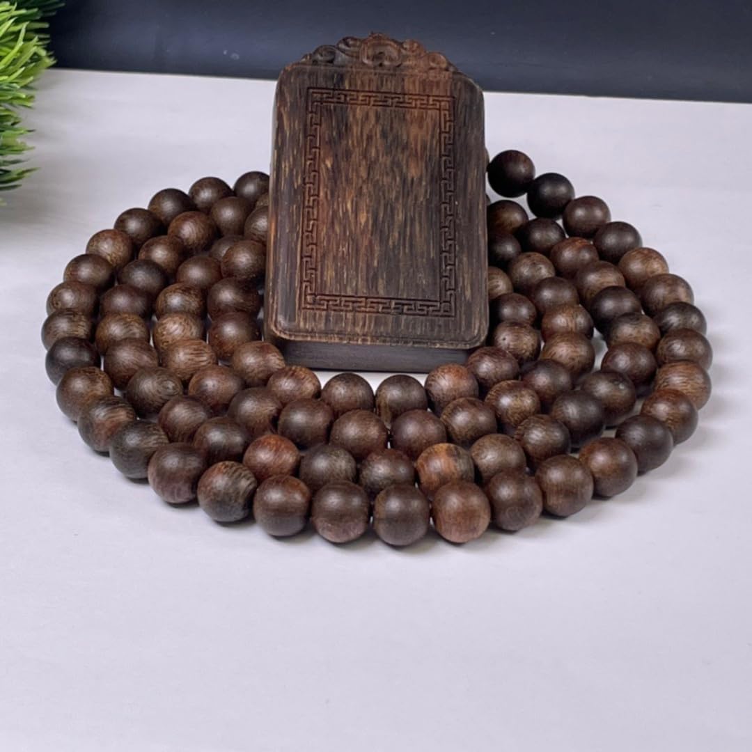 Vietnamese Nha Trang White Agarwood, Sinking Grade 8mm, Paired with Auspicious Clouds Amulet, Aged Material with Sweet Floral and Honey Aroma