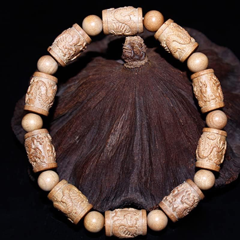 Mascot Wooden Crafts Wood Carving Art Wood Decoration Artwork 东加老山檀香雕刻珠手串 飞龙在天佛珠10*1.5(东家老山檀香飞龙在天9颗)