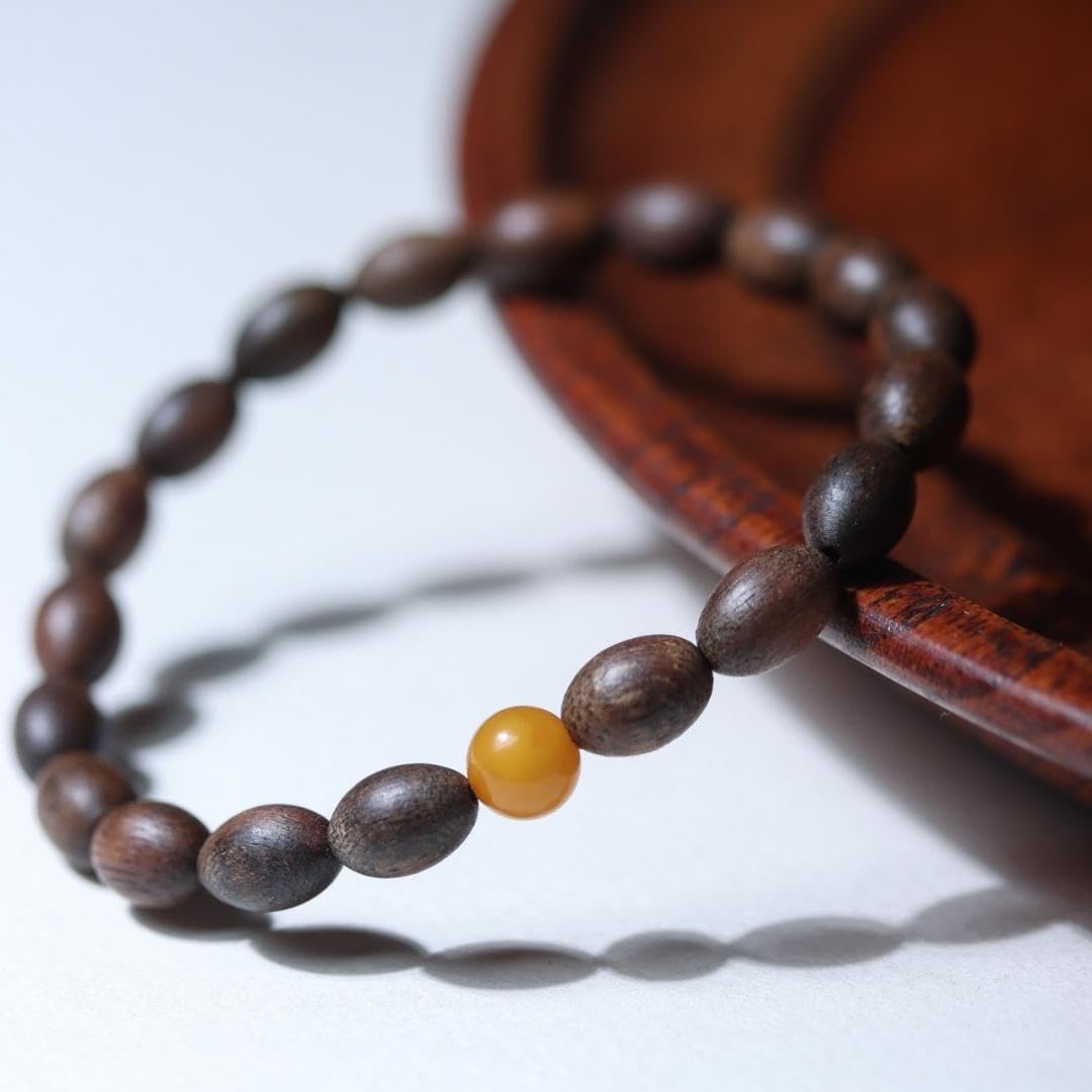 Hainan Green Agarwood Full Oil Sinking Grade Rice Beads 7×9 * 20 Pieces Sweet Floral Honey Scented Bracelet Candy Knot