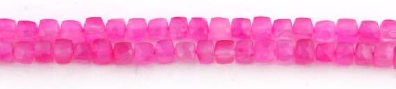 Beads Gemstone Big Halloween Sale 1 Strand Excellent Quality Pink Chalceny Faceted Cube Bead Briolettes - Box Shape Beads 5mm-6mm 8 Inches SB1610 Code-HIGH-35575