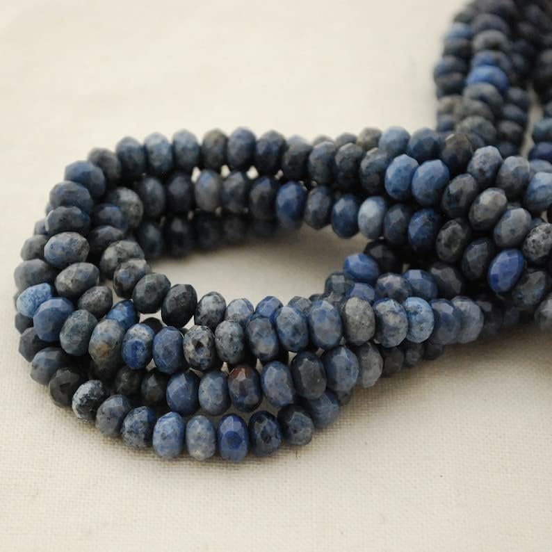13 inch Strand of Natural gem Dumortierite, 6x4mm rondelle Faceted Beads for DIY Jewelry Making. | Beads_03682