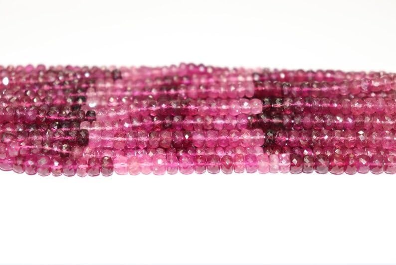 Rubelliet Shaded Faceted Rondelle Beads 5-5.5 mm Rubellite Rondelle Beads Rubellite Shaded Beads Wholesale Beads for Making Jwelery