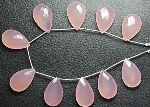 4 match pair - rose pink chalcedony faceted pear briolettes 16x25mm large
