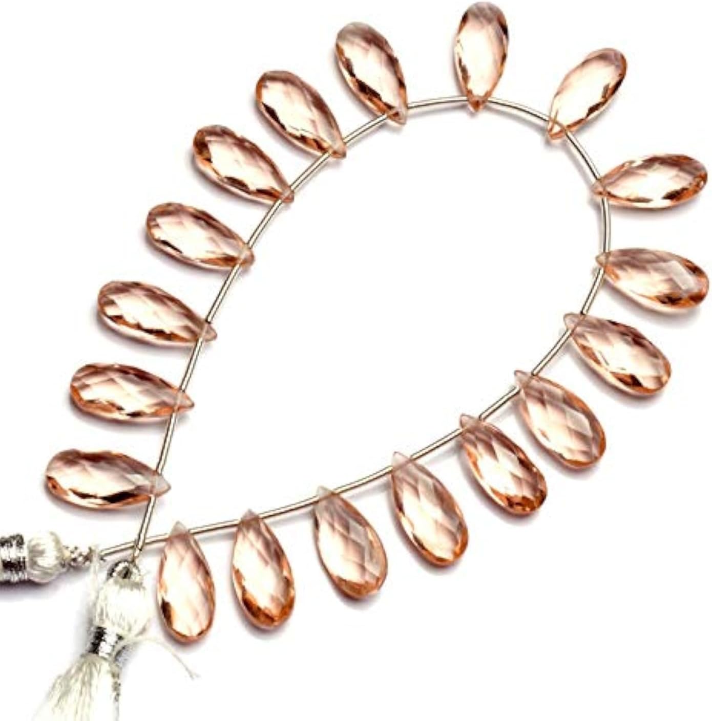 GEMZ 13 inch Strand of Natural morganite Quartz pear Shape Faceted Cut Pink Color briollete Beads for DIY Jewelry Making- Earring Necklace Bracelet.