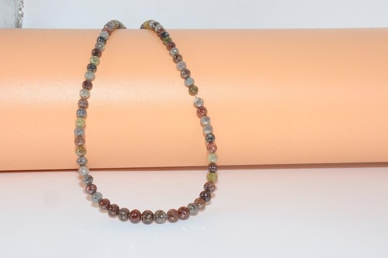 Natural Multi Color Diamond Faceted Round Beads 4.5-6MM Real Diamond Beads for Jewelry Making