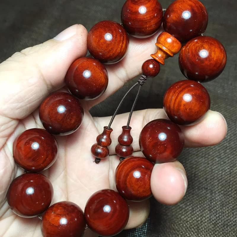 印度小叶紫檀1.8 * 13颗佛珠手串鸡血红带金星高油密玻璃底(小叶紫檀鸡血红带金星)