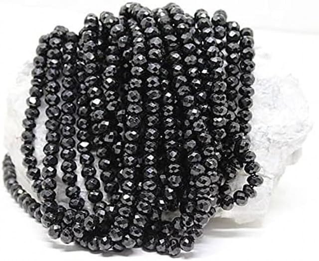 Black Spinel Beads Gemstone Faceted Rondelle Bead, 6.5-7 mm, Full 13 inch lot of 5 Strands Chik-STRD- 93204