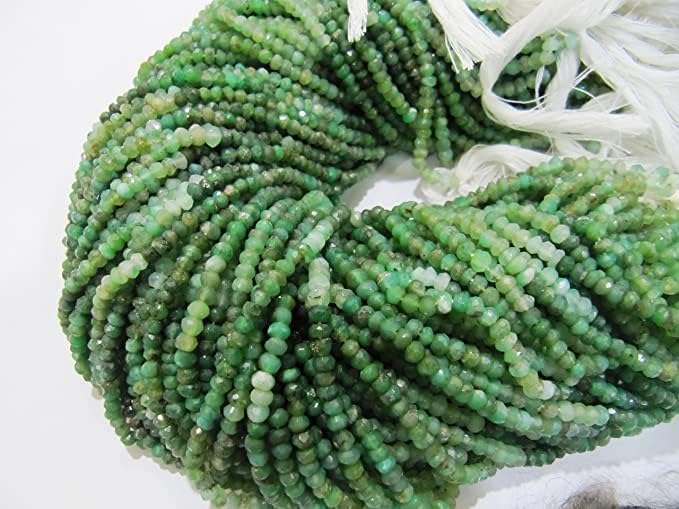Hanumat Gems Lot of 5 Strands AAA Chrysoprase Rondelle Faceted 3-4mm Strands 13 inches Long Genuine Gemstone Beads Sold in Wholesale Prices Beads