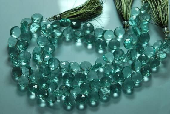 5x8 Inches Strand,Green Amethyst Quartz Faceted Heart Shape Briolette,11mm