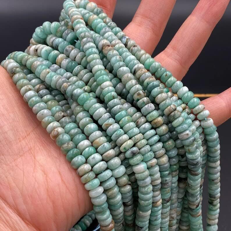 13 inch Strand of Natural gem Green Emerald, 6mm Rondelle Smooth Beads for DIY Jewelry Making. | Beads_04193, As Per Photo