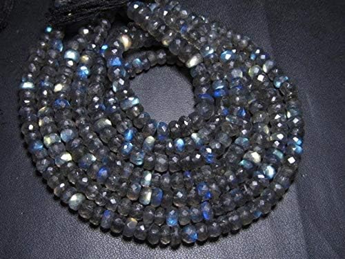inches gorgeous full flashy fire labradorite super sparle micro faceted rondell beads size 4-4.5 mm approx