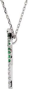 14k White Gold Genuine Tsavorite Garnet Diamond Palm Tree Pendant 16