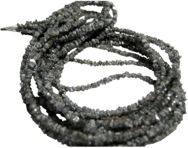 2-3mm Gray Rough Diamonds, Sparkling Gray Rough Diamond Beads, Raw Uncut Diamond Beads, Gray Rough Diamond (4IN To 16IN Options), 2-3 MM