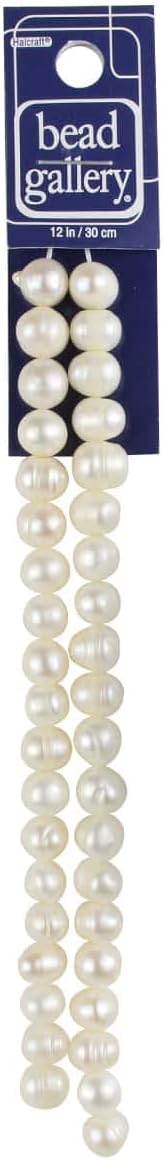 Bead Landing White Pearl Rondelle Beads, 8mm, 12 Pack