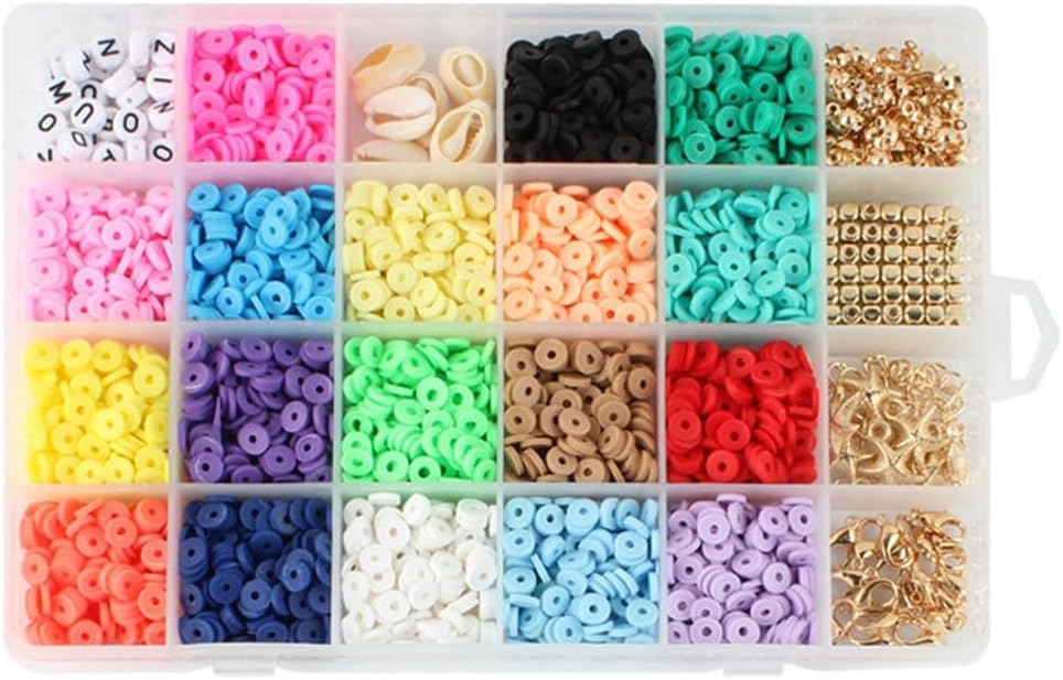 24 Grids of 6mm Soft Clay Beads Flakes Boxed Color Discs Bohemian DIY Jewelry Accessories