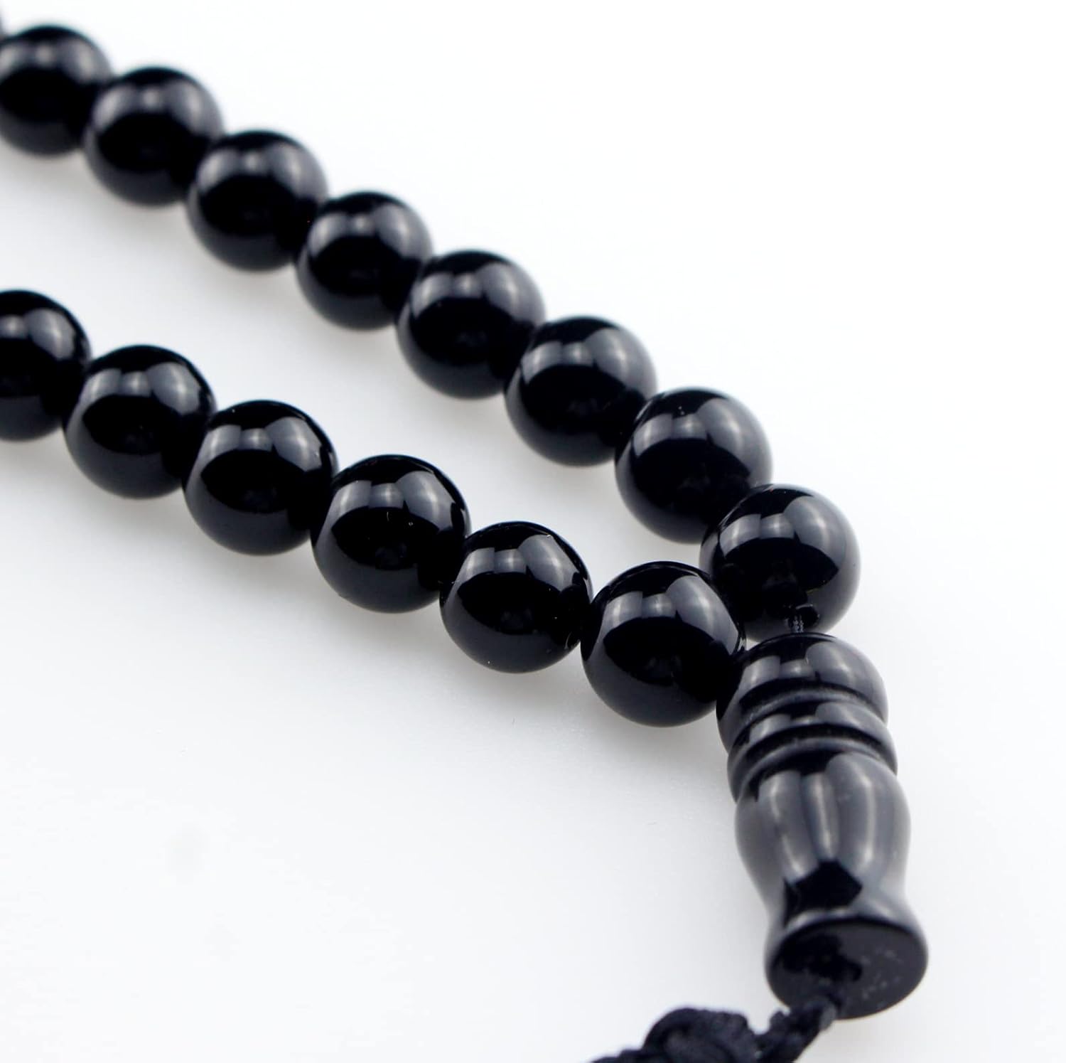 Islamic Muslims Dhikr Tasbeeh Tasbih Prayer Beads, 33 Black agate Stone Beads with Tassel