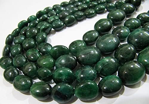 Emerald Oval Smooth Beads Necklace 4 Stranded/Corundum Gemstones Beads/Size Approx 6x8mm to 14x17mm / Approx 20 inch Long