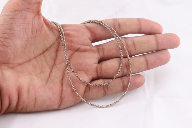 Natural Champagne Diamond Faceted Rondelle Beads 1.8-2.2 mm Brown Diamond Faceted Beads Diamond Rondelle Beads