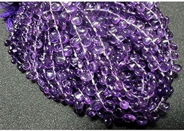Amethyst Briolettes, Pear Beads, Briolette Beads, 5x7mm Beads, 7 Inch lot of 5 Strands Chik-STRD- 90941