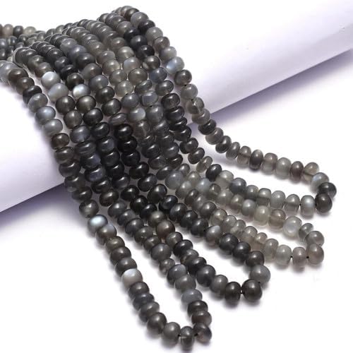 Grey Moonstone Smooth Rondelle Beads, Grey Moonstone Beads, Grey Moonstone Handmade Jewelry Making Gemstone Beads, 17 Inch CHIK-STRD-67885