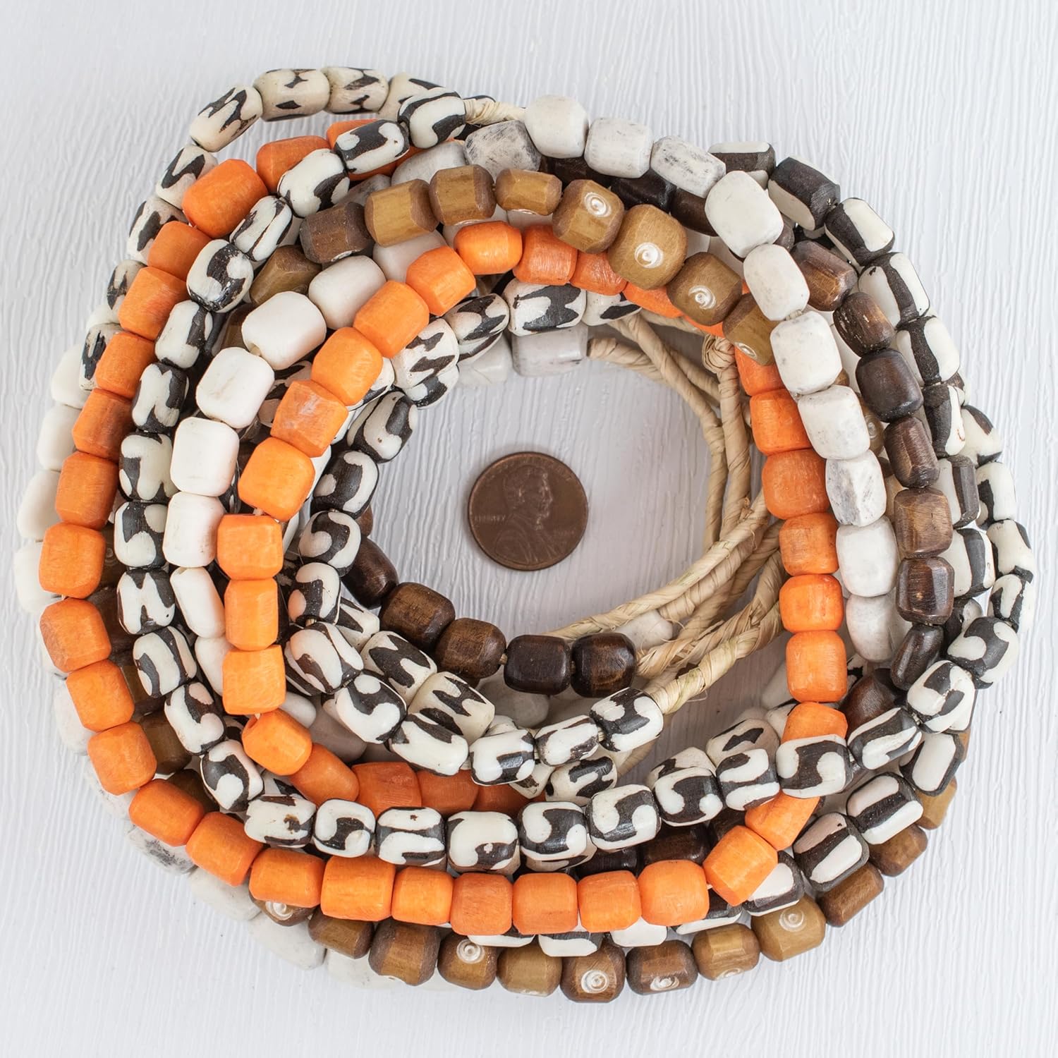 Kenya Batik Bone Beads – 8 Strand Bundle | Handmade African Beads from Recycled Cow Bone | Mixed Shapes & Patterns for Jewelry Making, Crafts, Home Decor | Authentic Fair Trade Beads