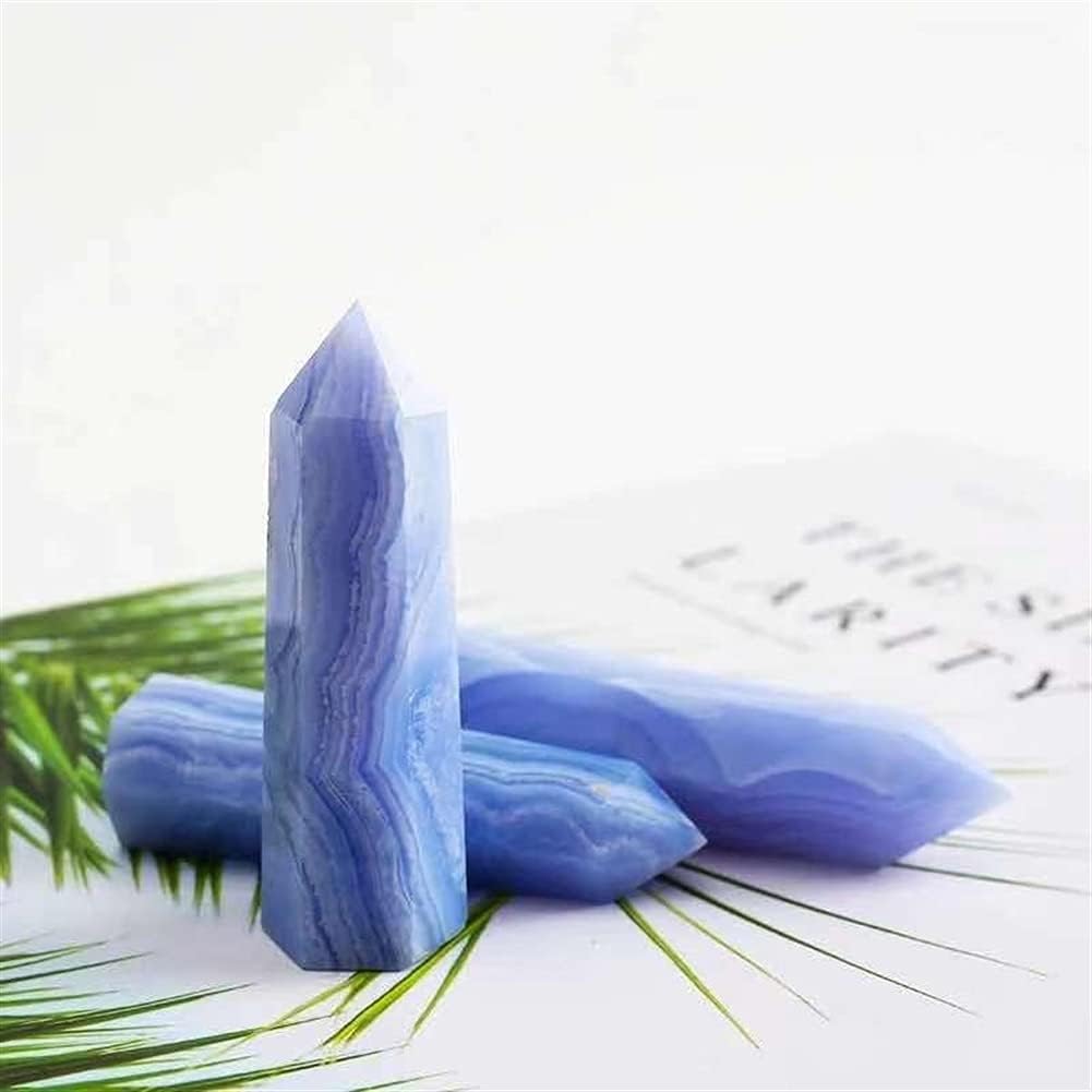 ASPROD Beautiful Crystal 1pc Natural Blue Lace Agate Druzy Tower Crystals Stones Point 55mm-90mm Primary Stones and Minerals (Size : 1PC 86mm-90mm)
