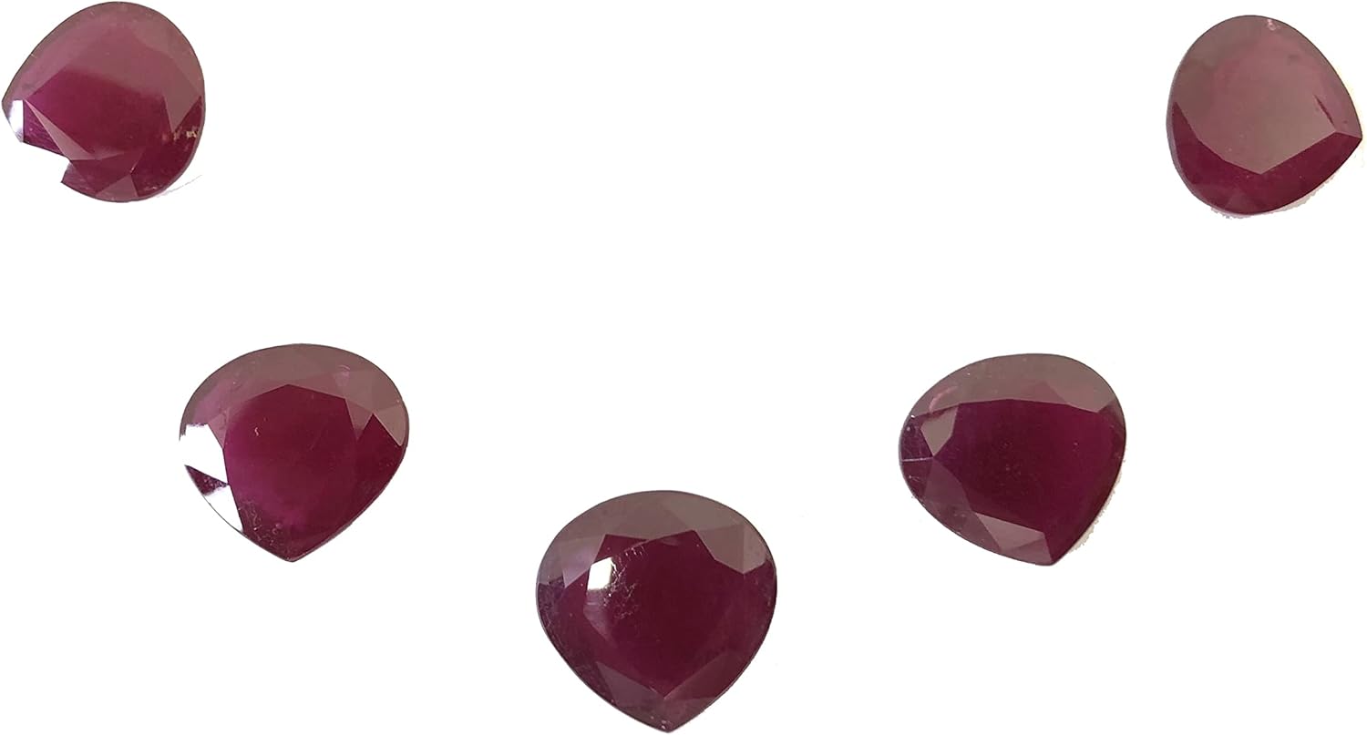 92.20 Ct Ruby Heart Shape Cut Faceted Size 17 To 19 mm Wholesale 5 Pieces Lot Loose Gemstone All Matching Stone Best For Making Ruby Necklace, Pendant, Earring, Ring Jewelry