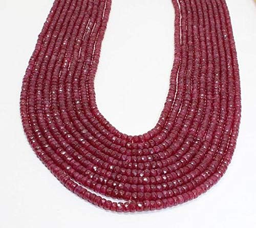 JEWELZ 10 Strand Finest Natural Ruby Faceted Rondelles Necklace/July Birthstone Necklace