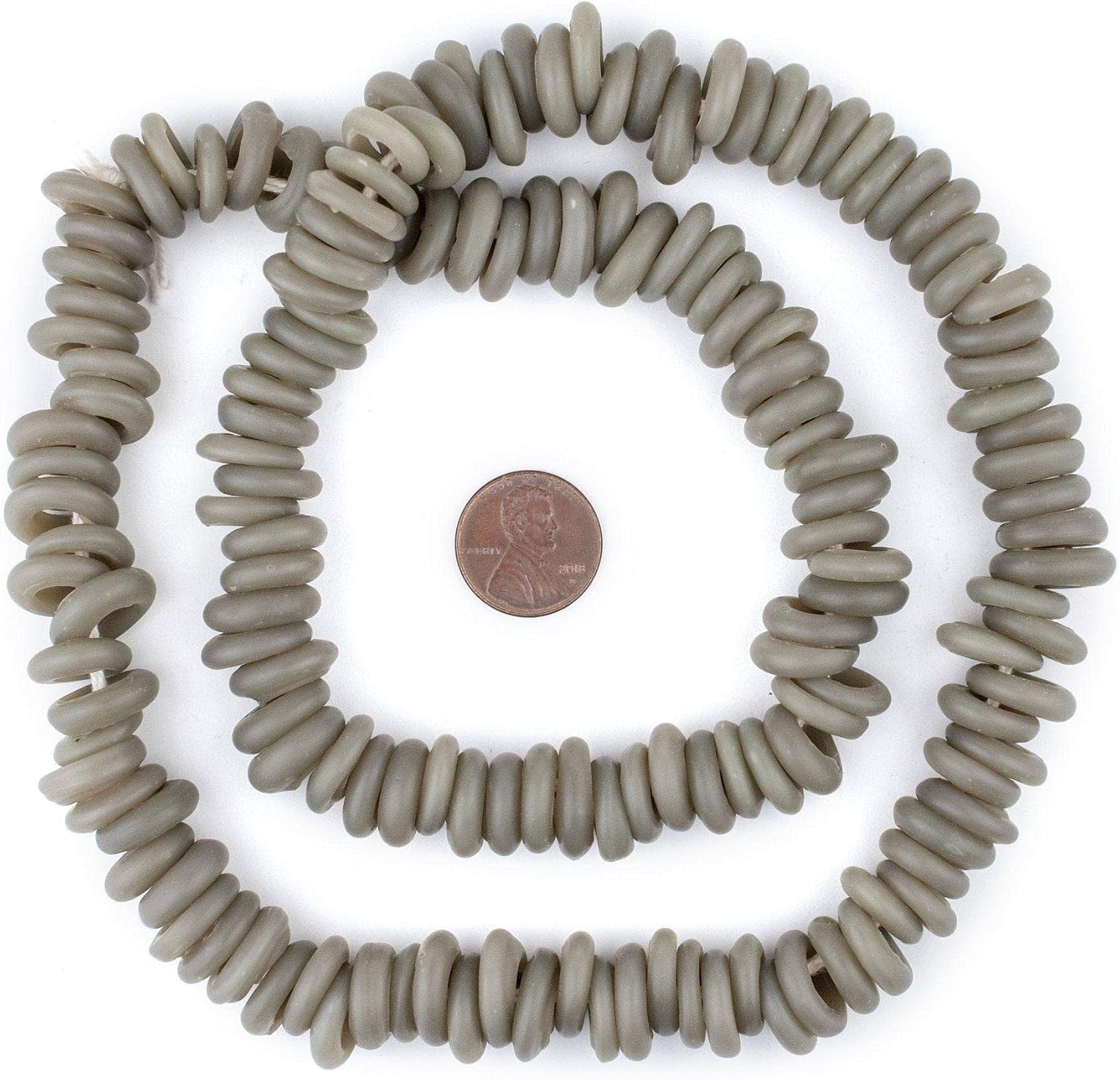 The Bead Chest Groundhog Grey Annular Wound Dogon Beads (14mm)