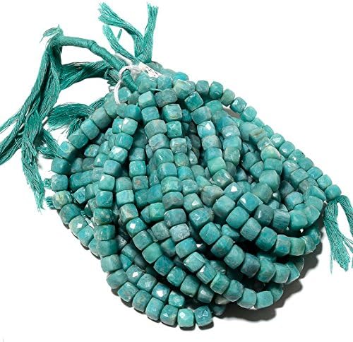 13 inch natural beads strand of 7mm faceted box amazonite gemstone beads for DIY jewelry - necklace, bracelet, earring, ring.