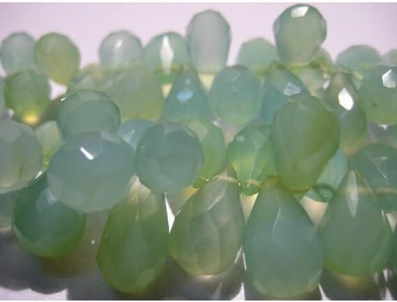 8 inch Strand of Natural Chalcedony 17x11-8x5mm Drop Faceted briolette Beads for DIY Jewelry Making. |BRIO_01643