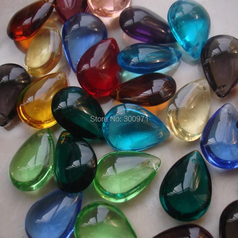 18 Colors Mixed 100pcs/lot 16x22mm Crystal Small Beads Water Drop Tear Oval Pendant