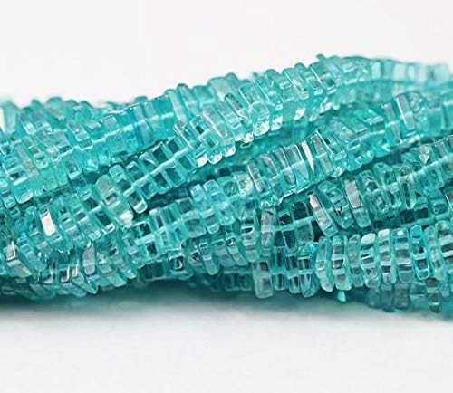 Sky Blue Apatite Smooth Heishi Cube Square Gemstone Craft Loose Beads Strand 14 Inch Long 4mm 3.5mm Code-HIGH-20625