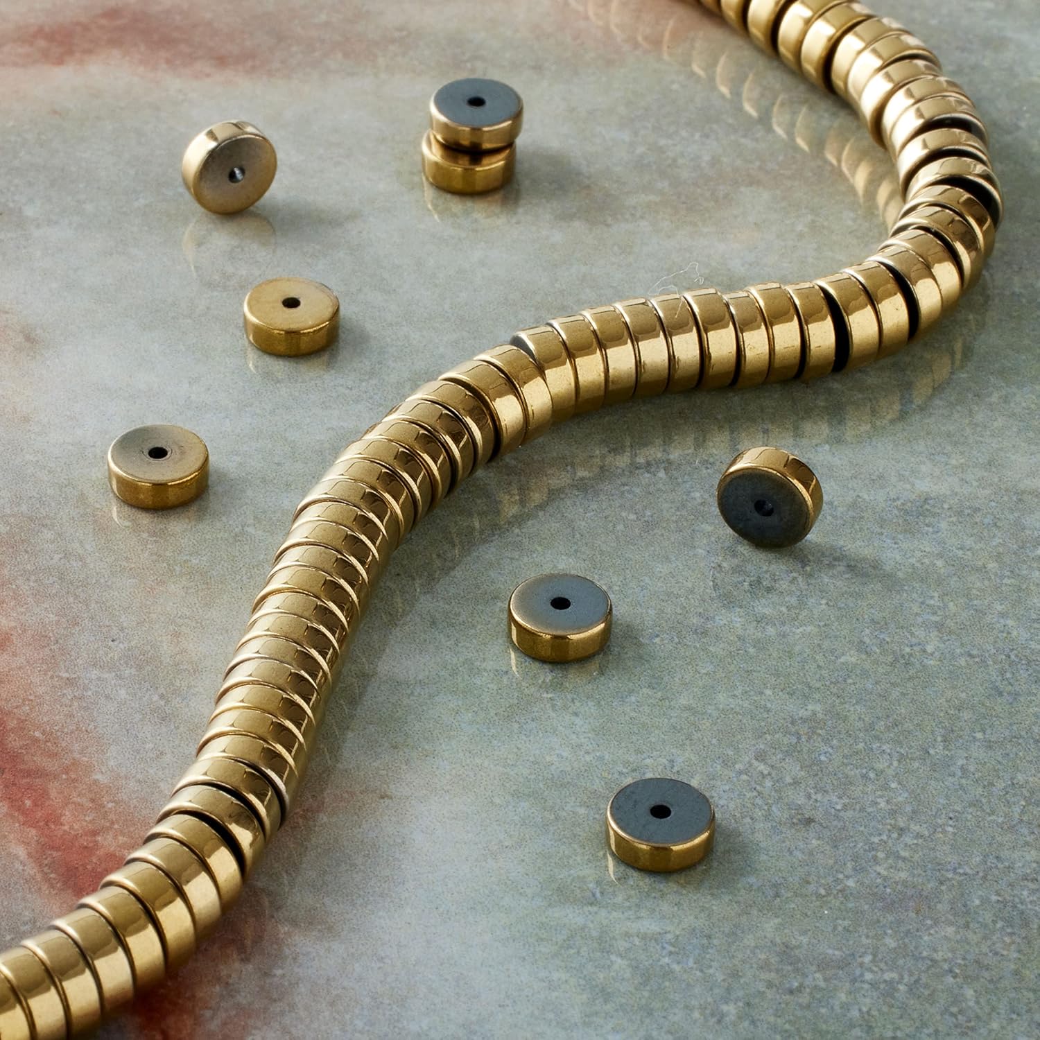 Bead Landing Gold Hematite Heishi Beads, 12 Pack