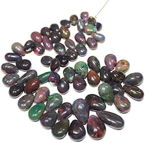Natural Black Opal Smooth Briolette Pear Drop Gemstone Craft Loose Beads Strand 12 Inch Long 17mm 8mm Code-HIGH-1101