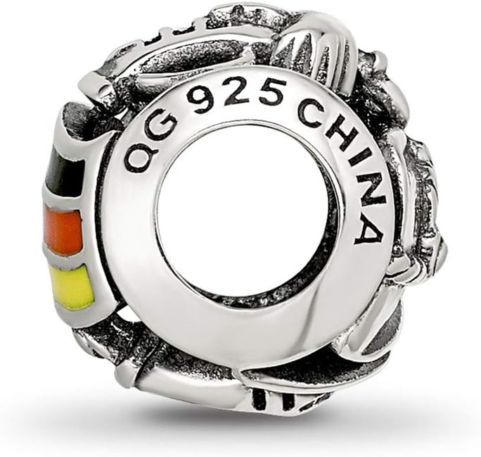 Sonia Jewels Solid 925 Sterling Silver Reflections Enameled Germany Theme Bead (10.6mm x 10.6mm)