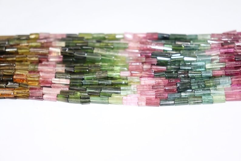 Multi Tourmaline Smooth Tube Shape Beads 5 * 10 mm Multi Tourmaline Flat Tube Tourmaline Beads Wholesale Beads for Making Jwelery
