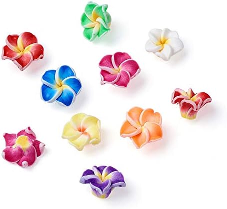 nt 200pcs Mixed Color Handmade Polymer Clay 3D Flower Plumeria Beads for Jewelry Making 12mm 15mm 20mm D118 (Item Diameter : 20x10mm)