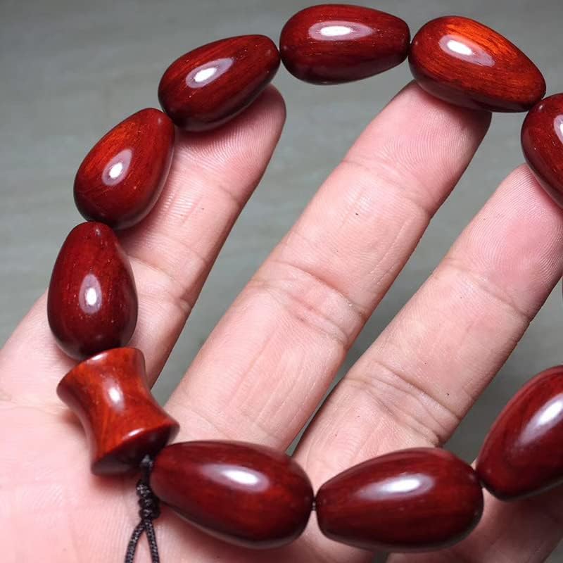 小叶紫檀2.0 * 1.2水滴珠配竹节珠佛珠手串 高油密玻璃圆润(小叶紫檀水滴珠配竹节珠)