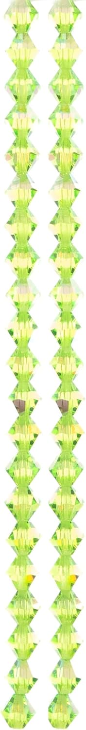 Bead Landing 6mm Preciosa Limecicle AB Glass Crystal Bicone Beads - Faceted Czech Glass Beads for DIY Jewelry Making, 12 Pack