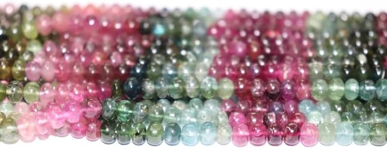 Multi Tourmaline Smooth Rondelle Beads 6-6.5 mm Tourmaline Smooth Wholesale Beads Smooth Rondelle Beads for Making Jwelery