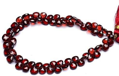 13 inch natural beads strand of 6-7mm faceted heart rhodolite garnet gemstone briolletes beads for DIY jewelry - necklace, bracelet, earring, ring.