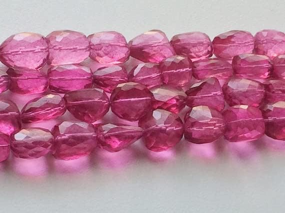 BEADS GEMSTONE 1 Strand Natural Crystal Quartz, Coated Crystal Bead, Faceted Tumble Beads, Hot Pink Color, 13-18mm 8 Inch Code-HIGH-19289